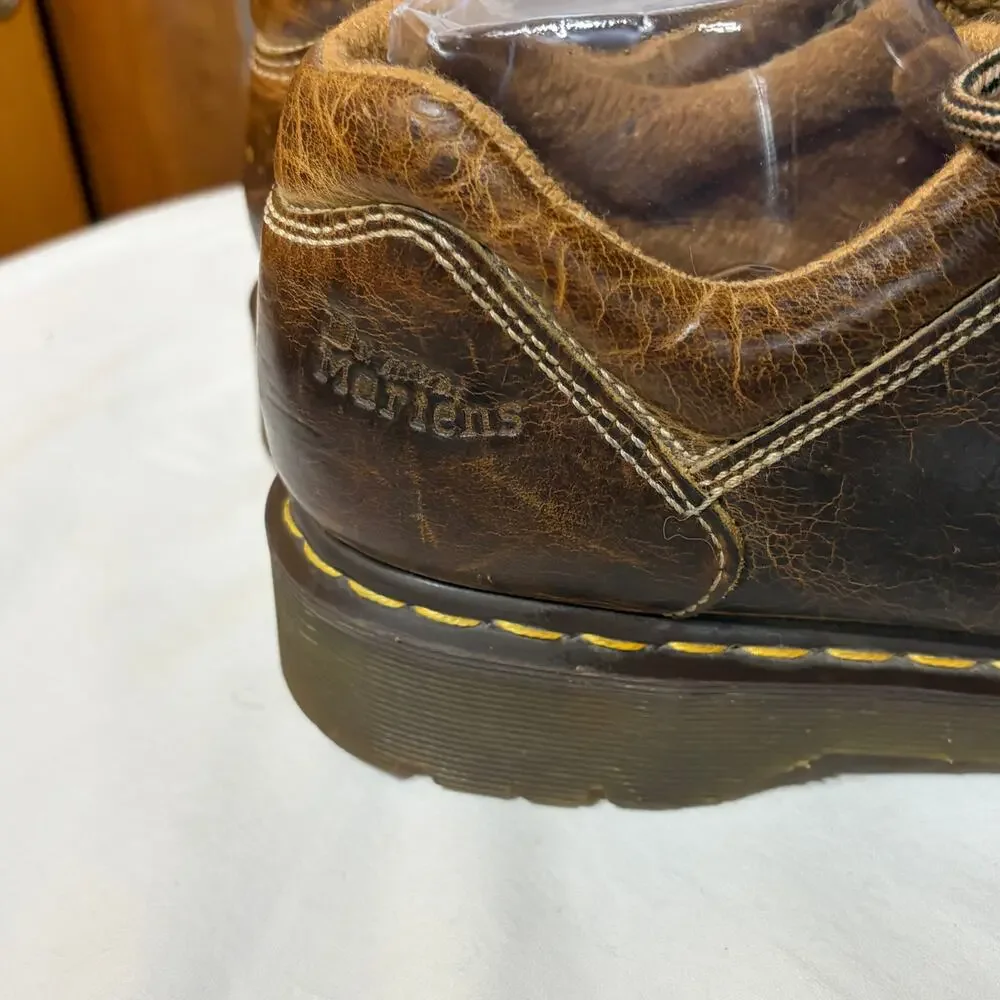 VTG 90s Y2K Dr. Martens Oxfords Grizzly Leather Brown Lace Up Lug Platform 11